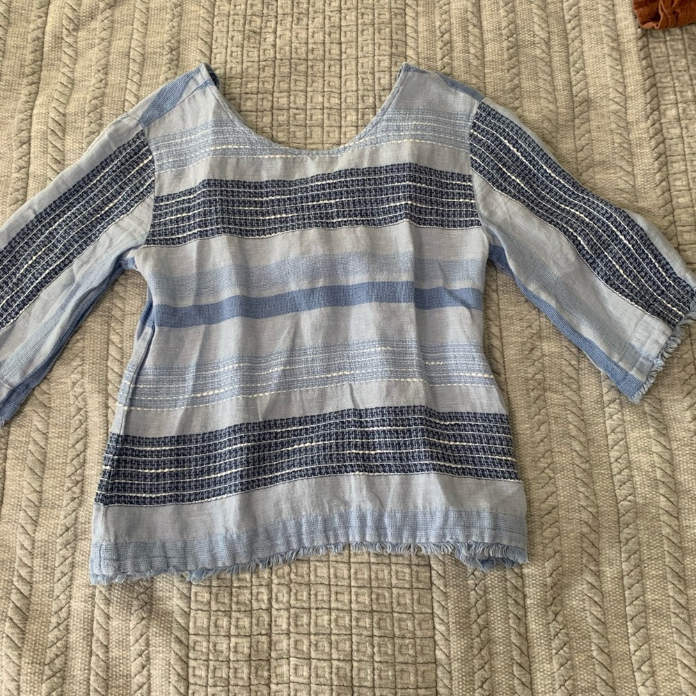 Elegant Blue Striped Women's Blouse